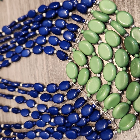 12 pc. JEWELRY LOT Earrings, neclaces,& bracelets blue gold & silver tones - Picture 2 of 12